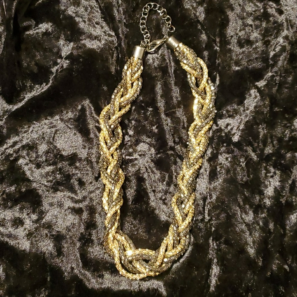 Black and Gold braided necklace